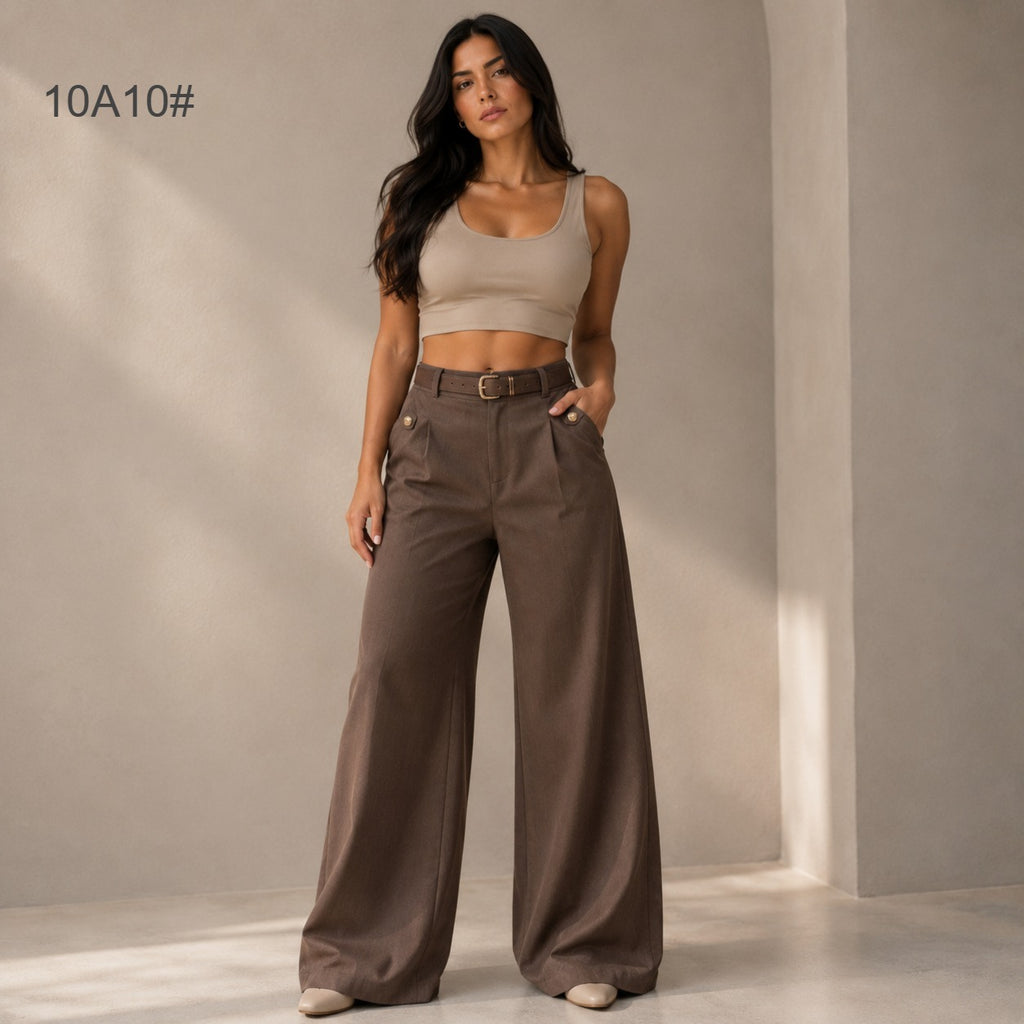 PANTALON CON CORREA DE EBILLA DORADA