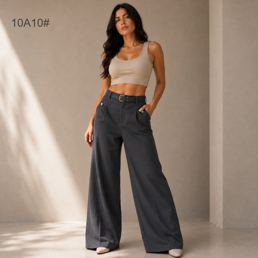 PANTALON CON CORREA DE EBILLA DORADA