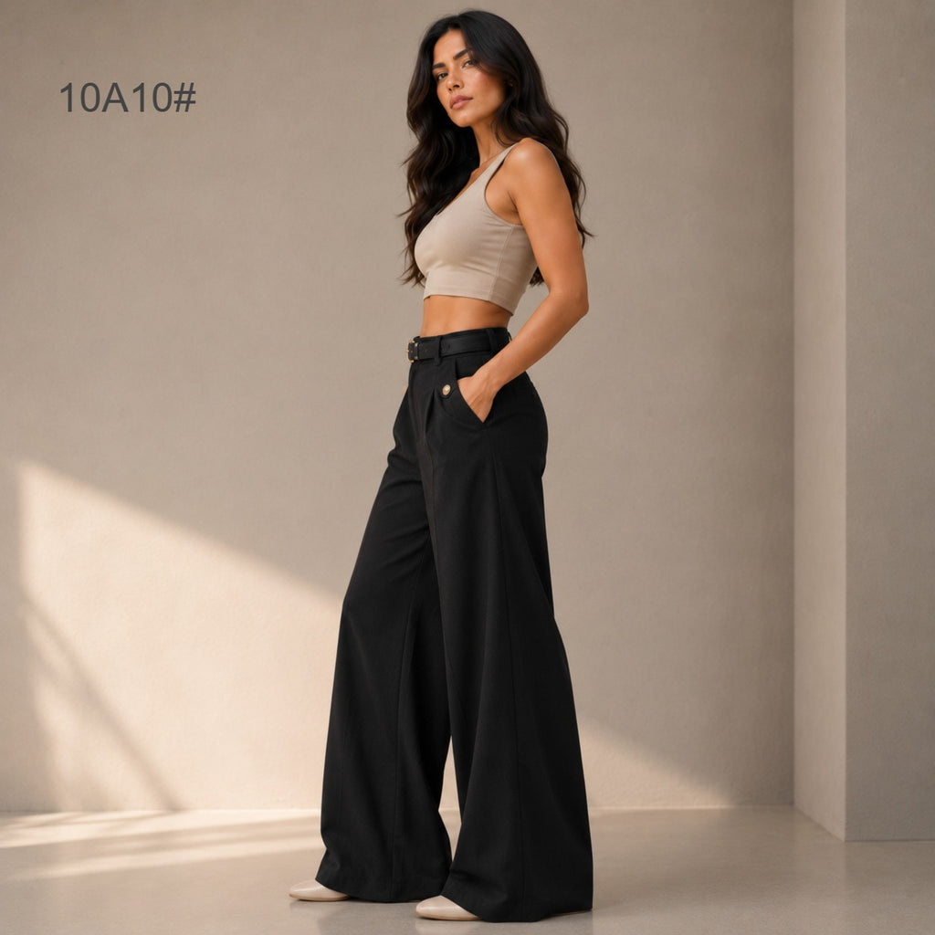 PANTALON CON CORREA DE EBILLA DORADA