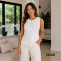 CHALECO LUXURY EN TELA GALLETA Y BOTONES LINEALES