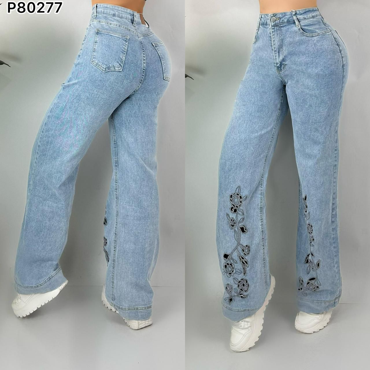 Jean Bordado con flores