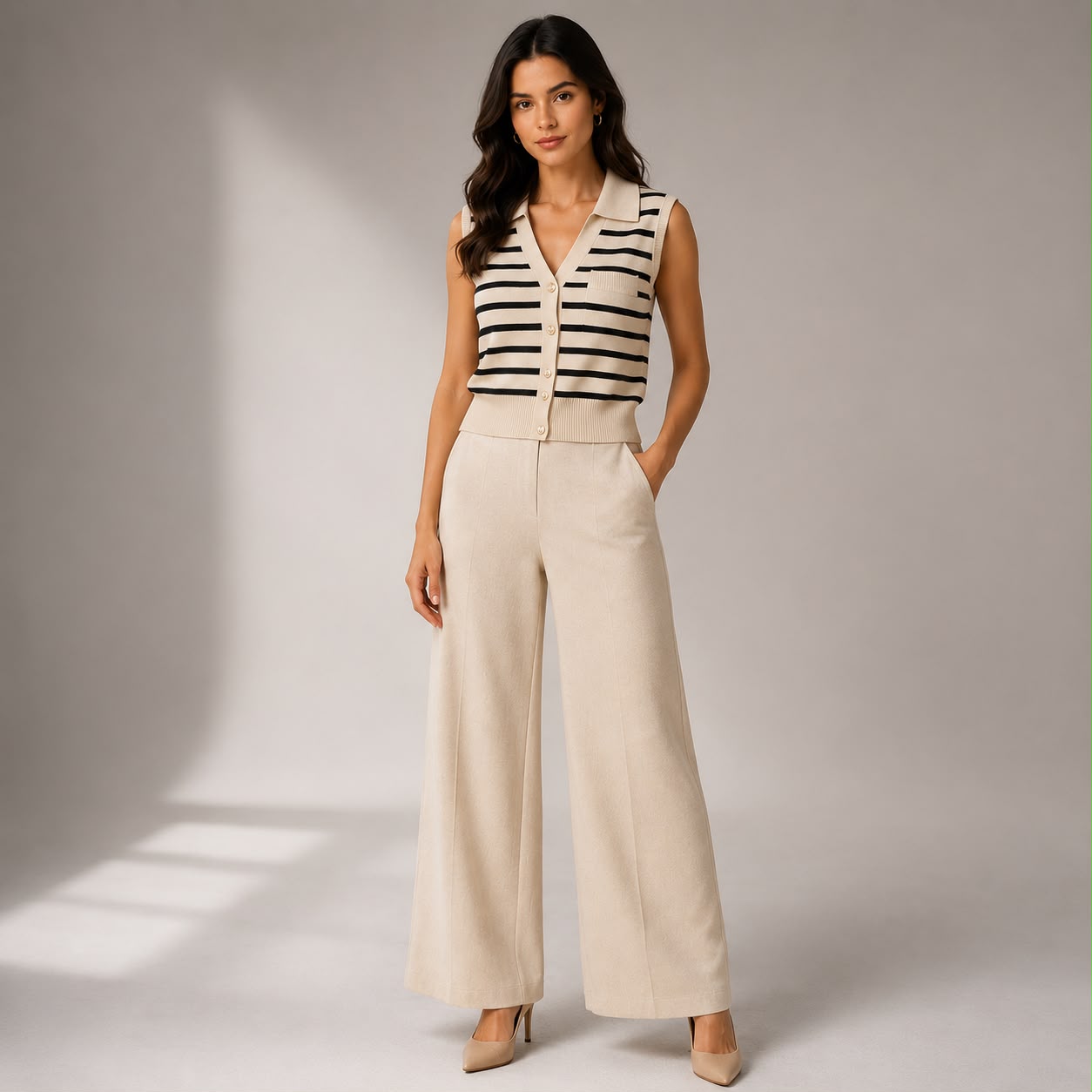 CONJUNTO EN HILO TIPO POLO DE LINEAS