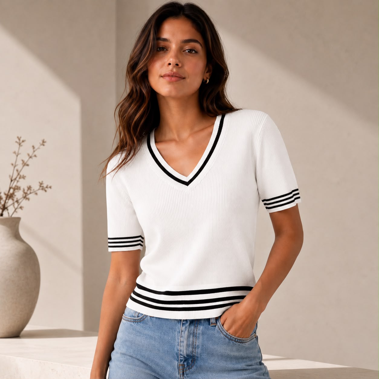 BLUSA EN HILO ESCOTE V