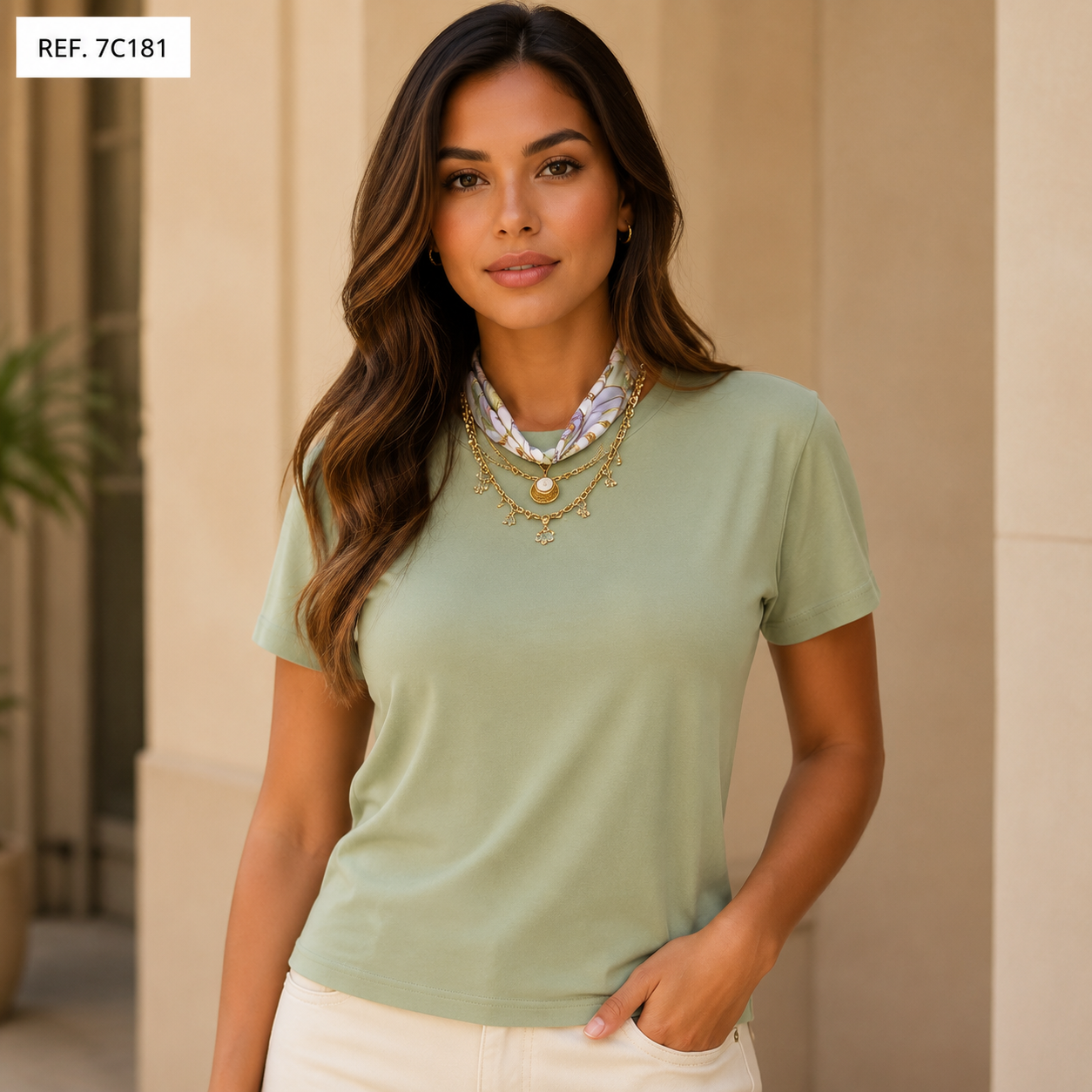 CAMISA CUELLO REDONDO-ACCESORIO