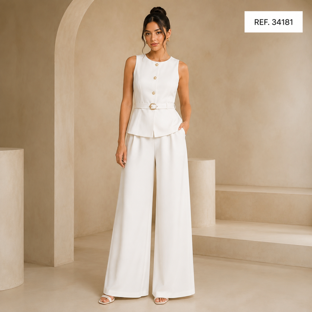 CONJUNTO DE VESTIR CON BOTONES DORADOS