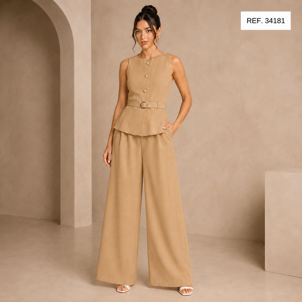 CONJUNTO DE VESTIR CON BOTONES DORADOS