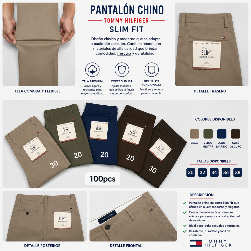 PANTALON DRIL CABALLERO TOMMY HILFIGER
