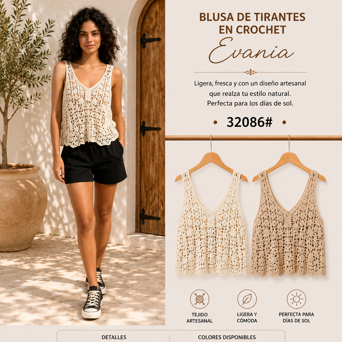 BLUSA DE TIRANTES CROCHET EVANIA