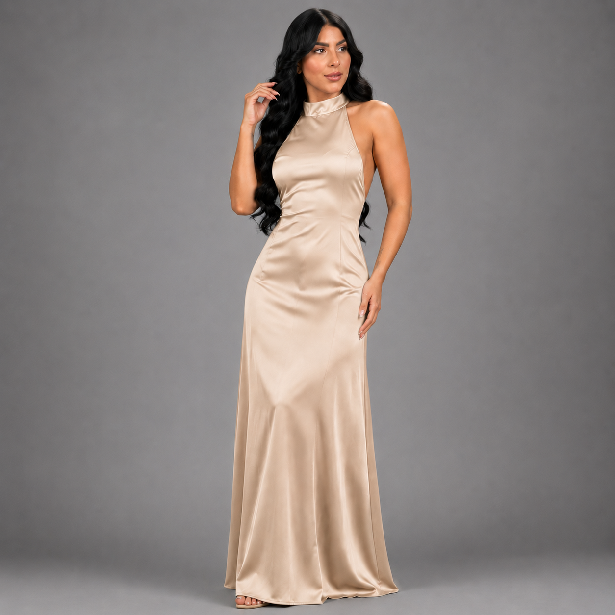 VESTIDO LARGO SATINADO