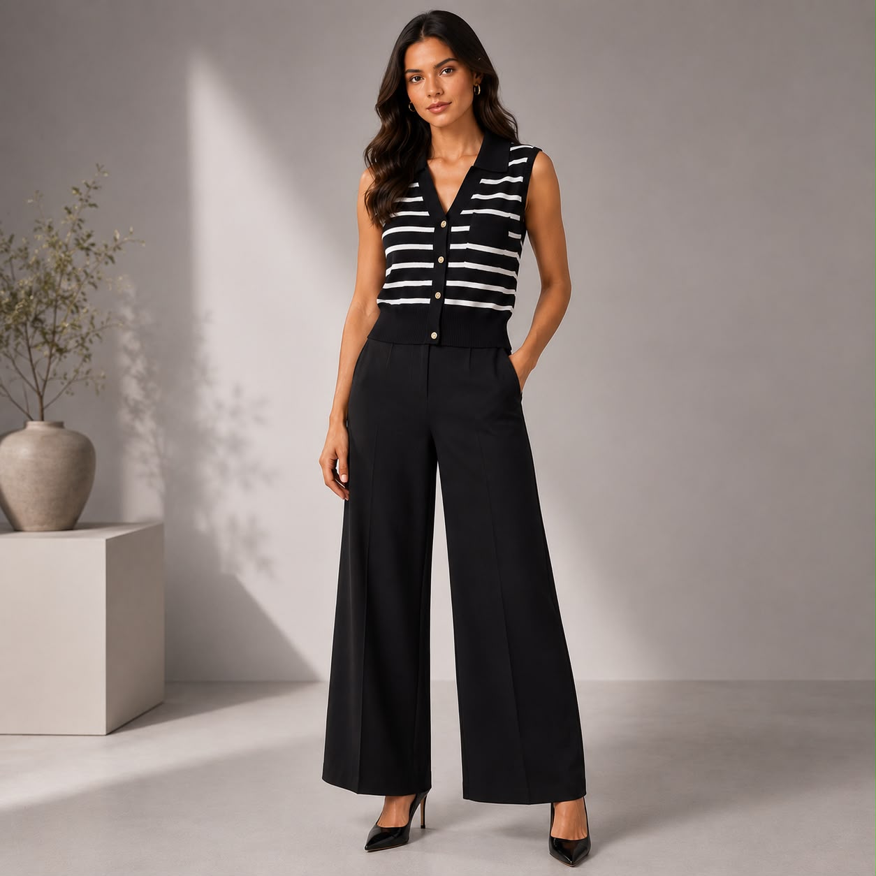 CONJUNTO EN HILO TIPO POLO DE LINEAS