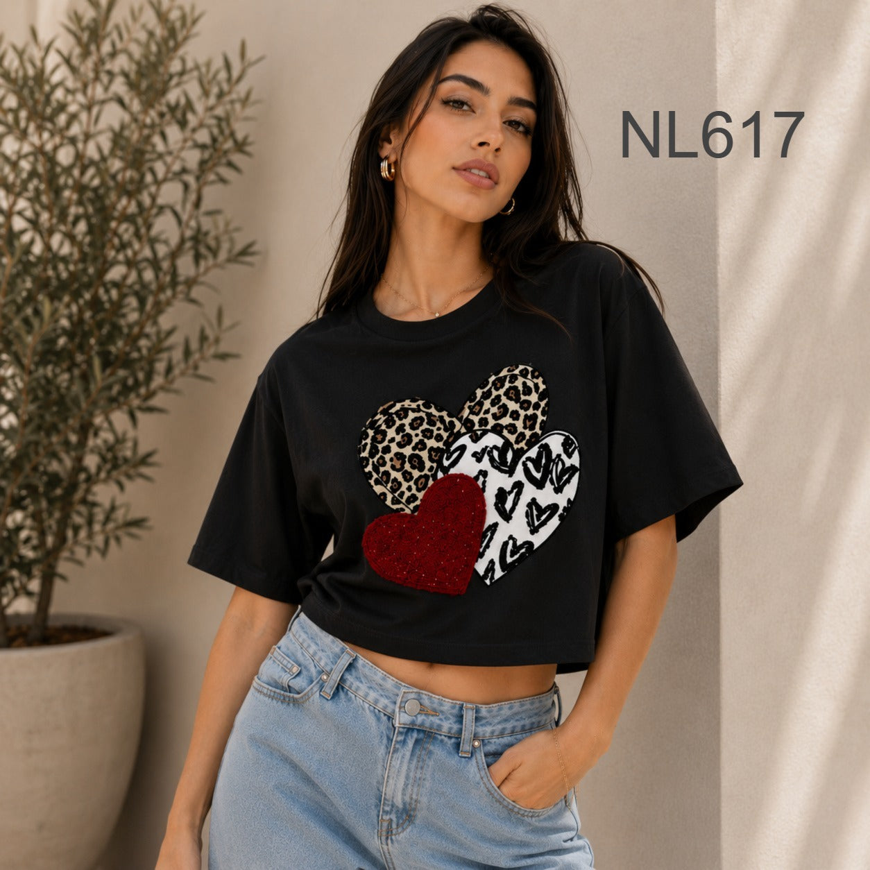 CAMISA CON CORAZONES ESTAMPADOS