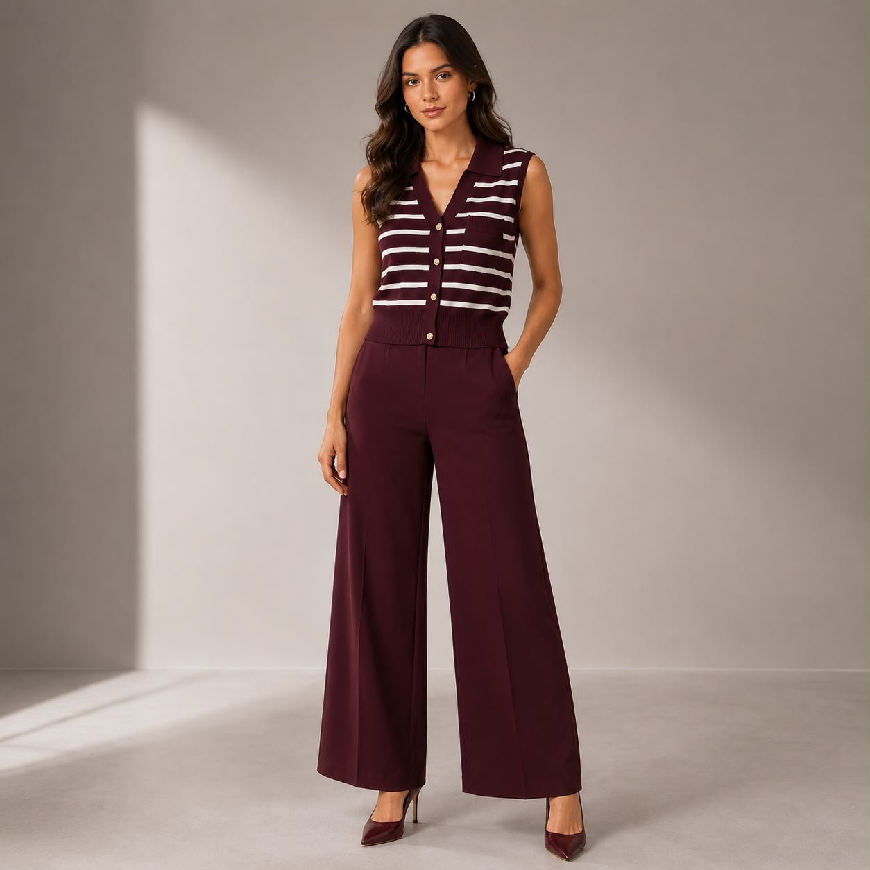 CONJUNTO EN HILO TIPO POLO DE LINEAS
