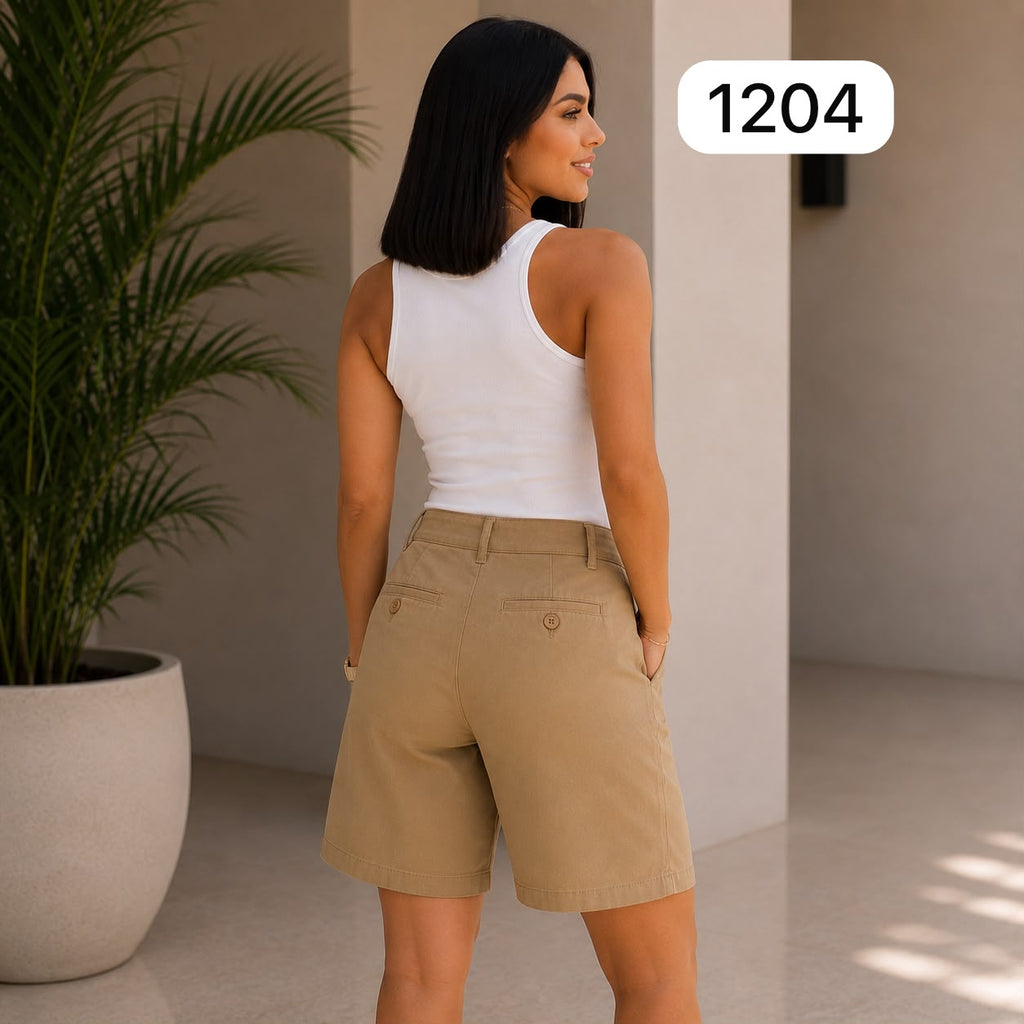 SHORT NEGRO DE TELA SEMIDRILL LICRADA