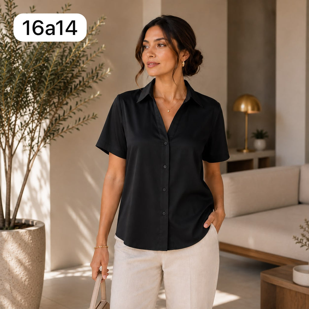 BLUSA DE SEDA CON ENCAJE EN LA ESPALDA