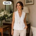 BLUSA DE SEDA CON ENCAJE DE MAYAS