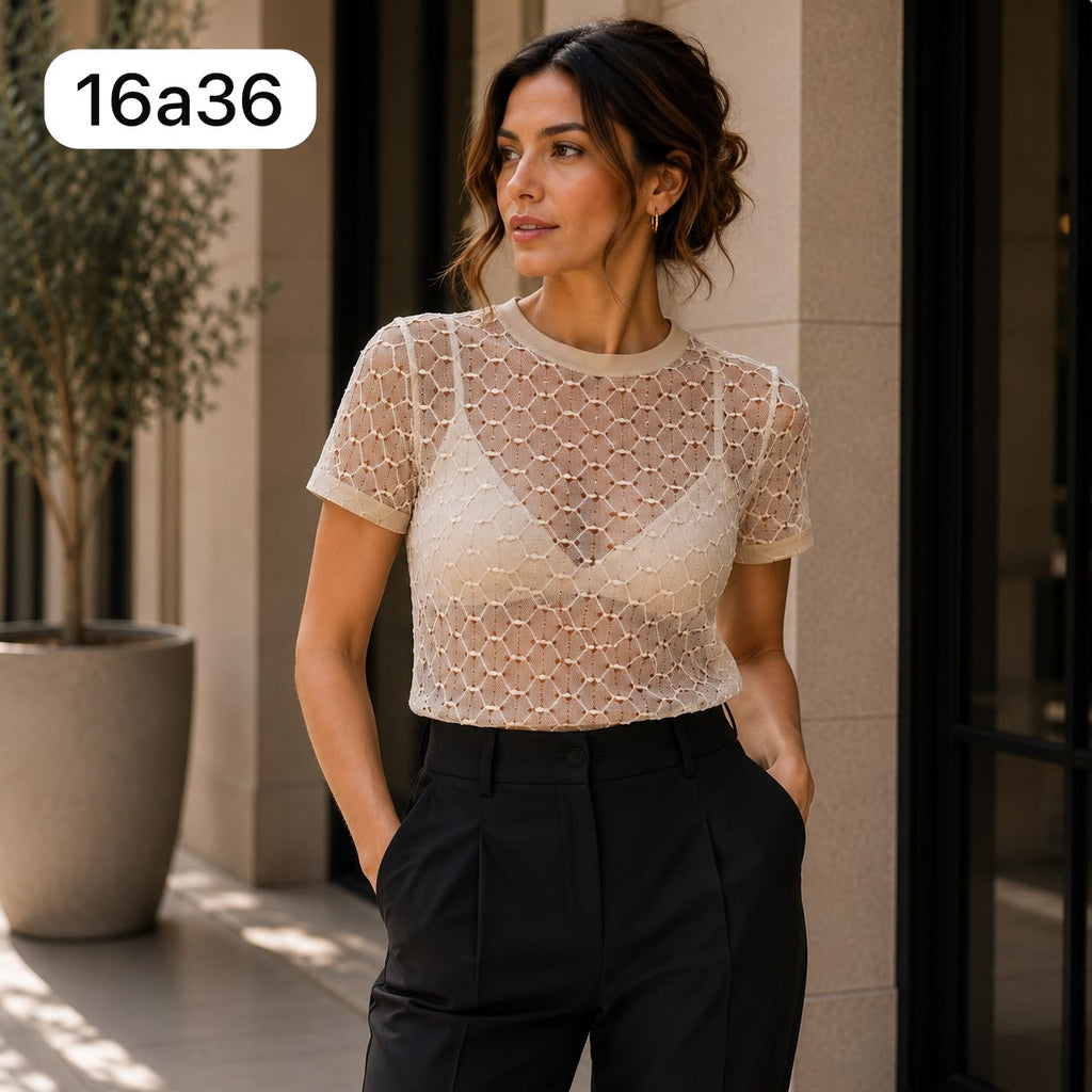 BLUSA TELA TIPO MAYA ESTAMPADO DE ROMBOS