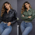 CHAQUETA EN CUERO CON BOTONES
