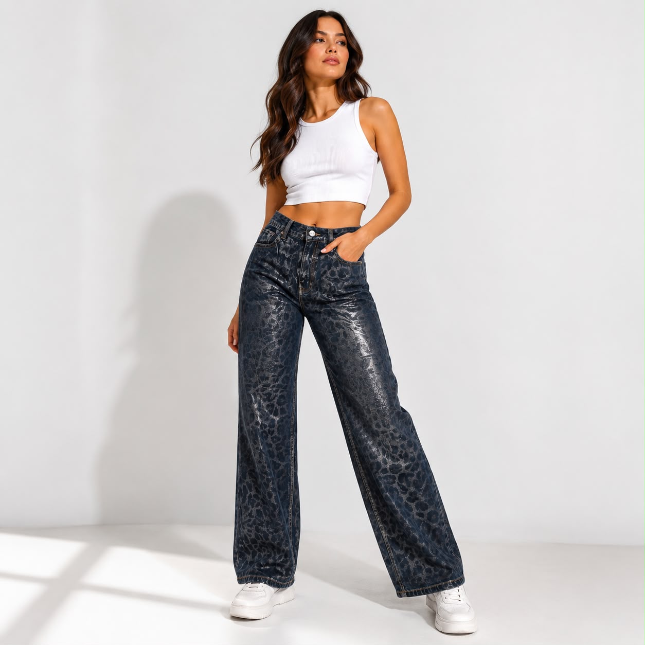 JEAN ANIMAL PRINT METALIZADO