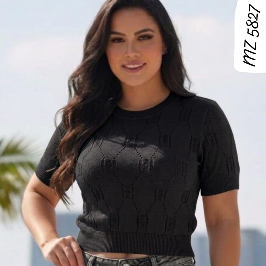Blusa en hilo agujeros rombo