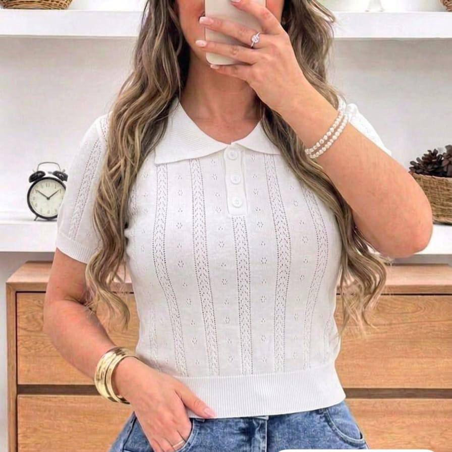 Blusa polo en hilo tipo crochet