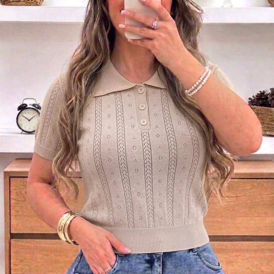 Blusa polo en hilo tipo crochet