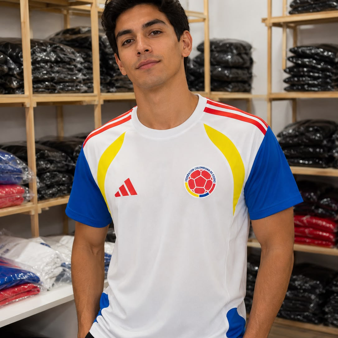 CAMISA DE COLOMBIA BLANCA CABALLERO