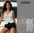 BLUSA CHALECO EN CROCHET ROSA