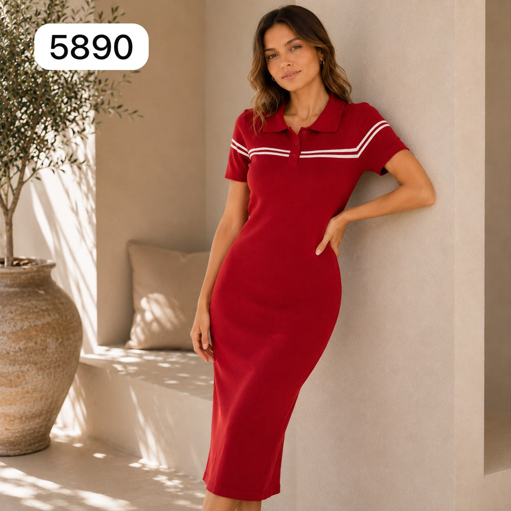 VESTIDO TIPO POLO-LINEAS BLANCAS